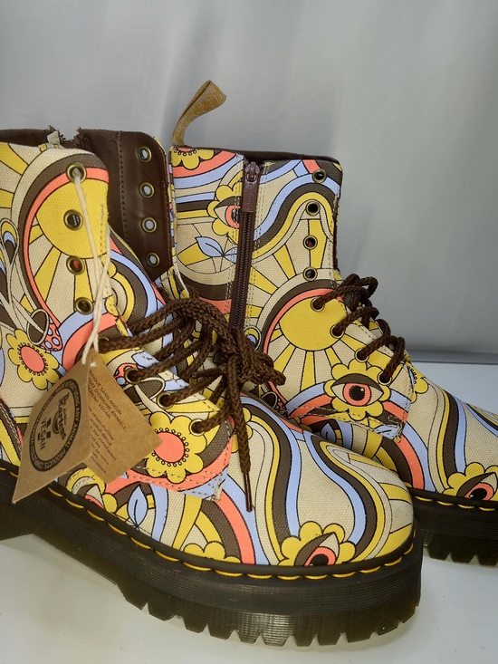 Dr. Martens Other - Dr. Martens Floral Psychedelic Yellow Multicolor Lace-Up Boots NWT